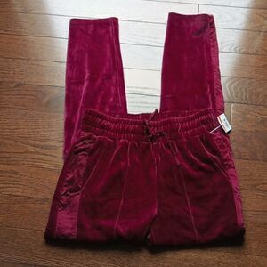 Joes 5 pocket burgandy velvet drawstring and elastic waistband pants size XS NWT